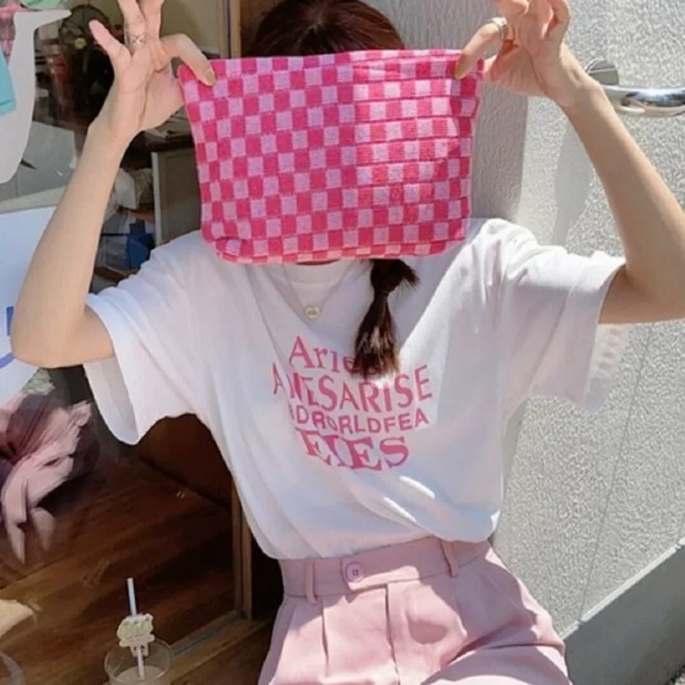 FINAL ONE ⚡ Black + White Checkered Makeup Pouch